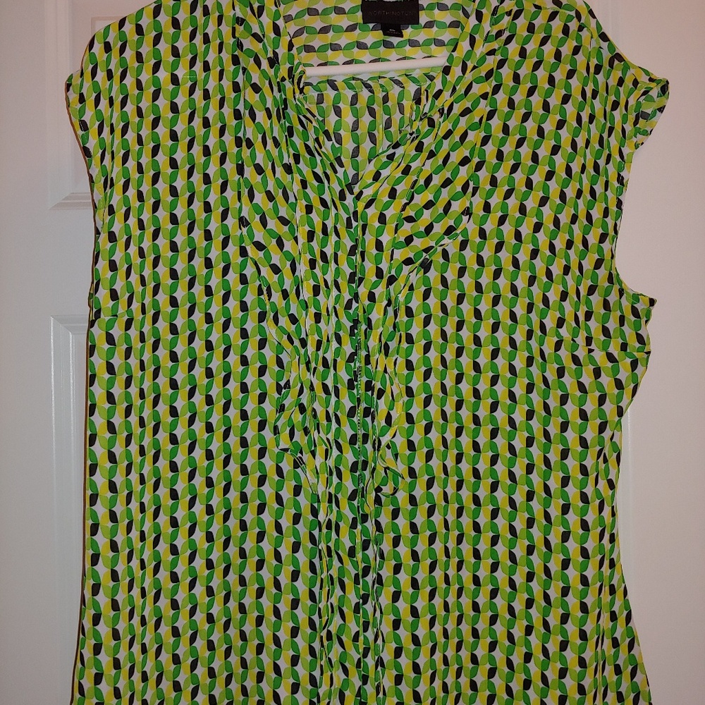 Green and black blouse